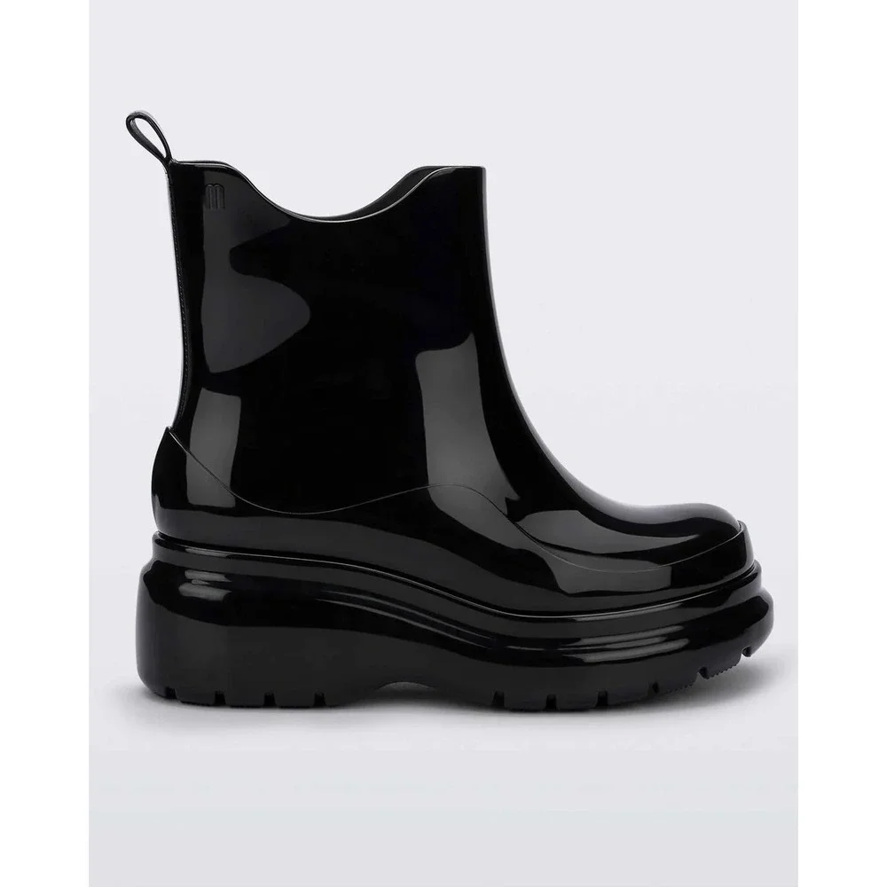 Melissa Grip Boot Black Vegan Platform Rain Ankle Boots Womens 7 MSRP $149